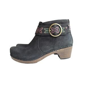 Dansko Leather MINA Ankle Zip Booties in Black Size 37/ US 7